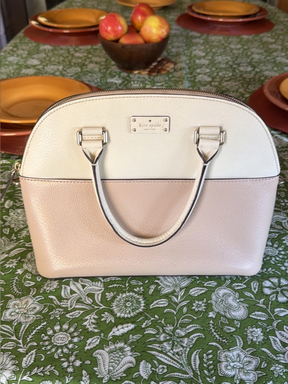 Kate Spade ♠️ Two-Tone Cream and Blush Dome Satchel